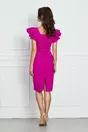 Rochie Lidia fucsia cu volane la maneci si curea in talie