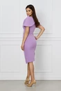 Rochie lila de ocazie cu maneci lalea si perle pe talie