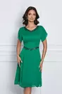 Rochie Linda verde cu glitter in talie si la decolteu