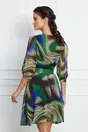 Rochie Lora verde cu imprimeu si curea in talie