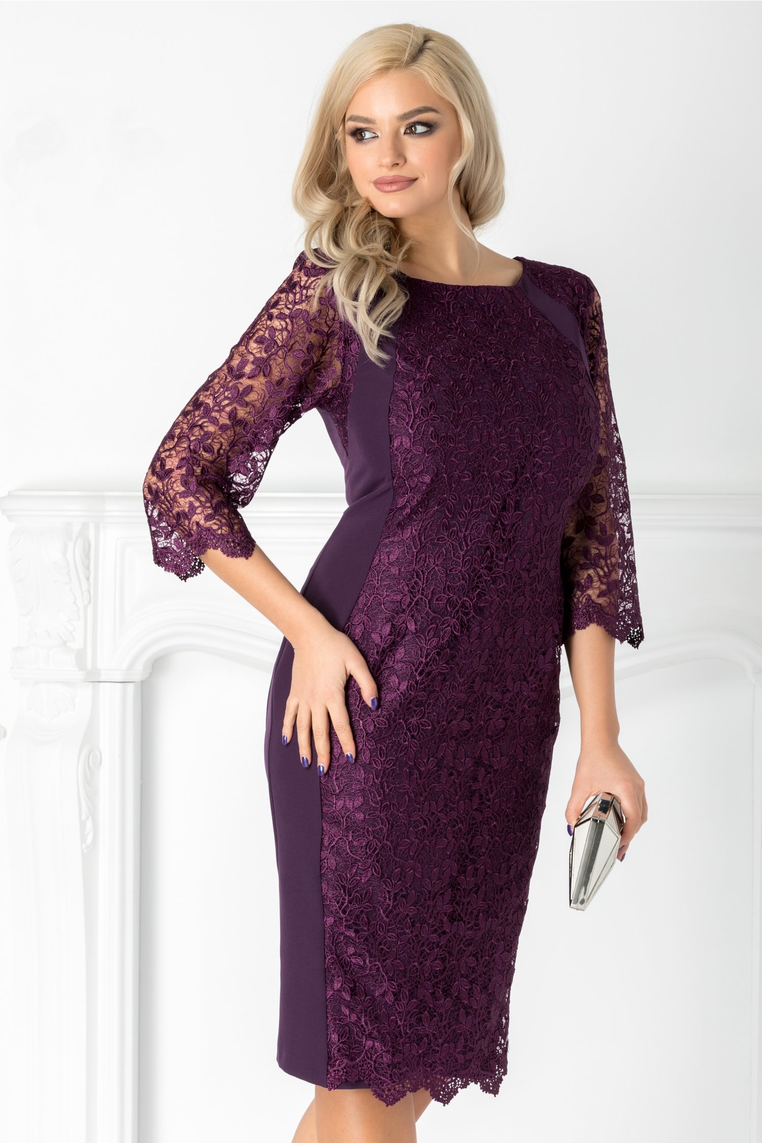 Rochie Lorelay mov cu dantela
