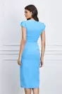 Rochie Luiza bleu cu perle si pene
