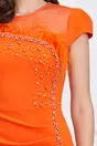 Rochie Luiza orange cu perle si pene