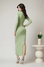 Rochie lunga eleganta din lycra verde pastel cu fronseuri