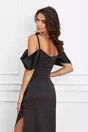 Rochie eleganta lunga neagra cu paiete la decolteu