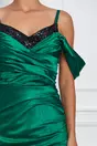 Rochie eleganta lunga verde cu paiete la decolteu