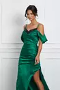 Rochie eleganta lunga verde cu paiete la decolteu