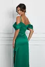 Rochie eleganta lunga verde cu paiete la decolteu