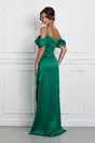 Rochie eleganta lunga verde cu paiete la decolteu