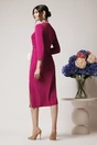 Rochie office din triplu voal magenta cu accesoriu in talie