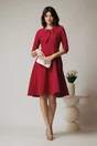 Rochie magenta cu funda si perle pe bust
