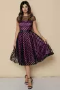 Rochie magenta cu tulle negru si buline