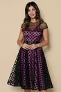 Rochie magenta cu tulle negru si buline