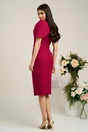 Rochie magenta de ocazie cu maneci lalea si perle pe talie