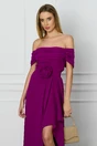 Rochie magenta lunga cu trandafir in talie