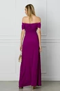 Rochie magenta lunga cu trandafir in talie
