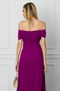Rochie magenta lunga cu trandafir in talie