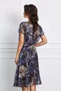Rochie Maira bleumarin cu imprimeu auriu si accesoriu in talie