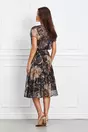 Rochie Maira neagra cu imprimeu auriu si accesoriu in talie