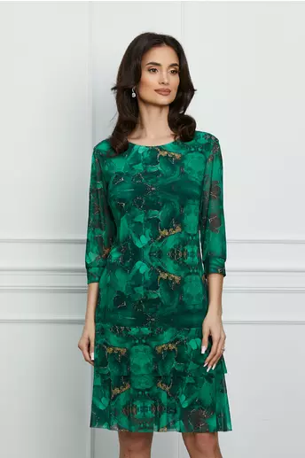 Rochie Maria verde cu imprimeu marble