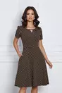 Rochie Maribel clos bleumarin cu buline galbene