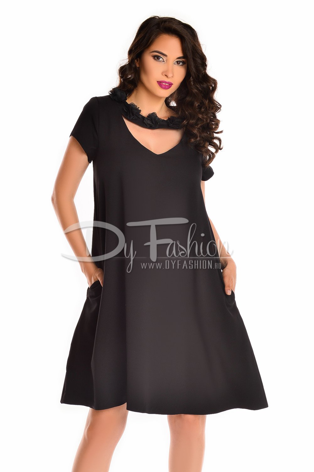 Rochie Maribel Neagra Croi Larg