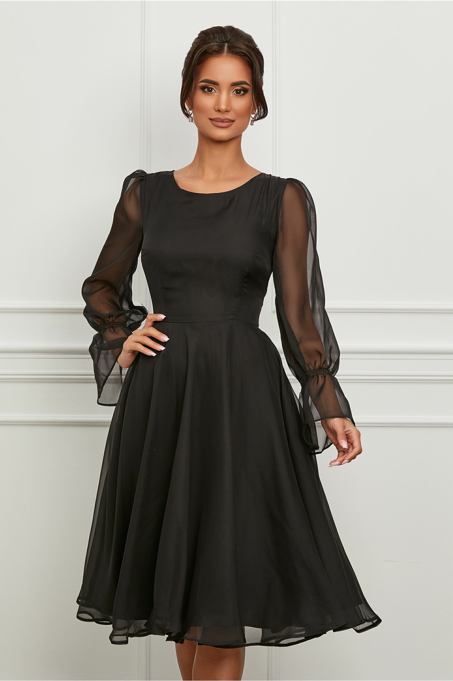 Rochie Marina neagra din voal