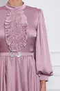 Rochie Marina roz din satin cu margelute la bust