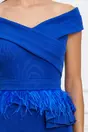 Rochie MBG albastra cu peplum si pene in talie