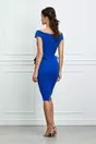Rochie MBG albastra cu peplum si pene in talie