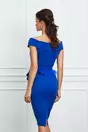 Rochie MBG albastra cu peplum si pene in talie