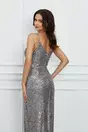Rochie MBG argintie lunga cu paiete
