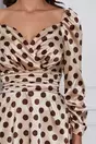 Rochie MBG bej din satin cu buline maro