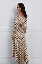 Rochie MBG bej din satin cu buline maro