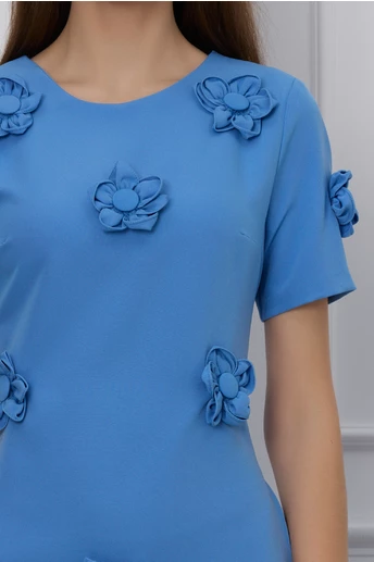 Rochie MBG bleu cu flori 3D