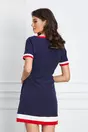 Rochie MBG bleumarin cu buzunare si snur la baza gatului