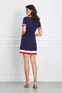 Rochie MBG bleumarin cu buzunare si snur la baza gatului