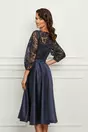 Rochie MBG bleumarin cu fusta din satin si crepeu maxi