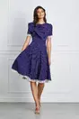 Rochie MBG bleumarin cu imprimeu punctat si dantela la baza