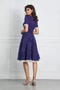 Rochie MBG bleumarin cu imprimeu punctat si dantela la baza