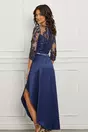 Rochie MBG bleumarin din tafta cu lungime asimetrica