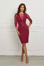 Rochie MBG bordo cu broderie pe maneci si bust