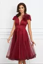 Rochie MBG bordo din tull cu buline catifelate
