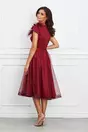 Rochie MBG bordo din tull cu buline catifelate