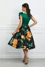 Rochie MBG cu bust verde si fusta neagra cu flori