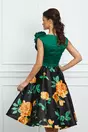 Rochie MBG cu bust verde si fusta neagra cu flori