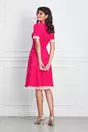 Rochie MBG fucsia cu imprimeu punctat si dantela la baza