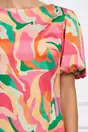 Rochie MBG fucsia cu imprimeuri verzi si orange