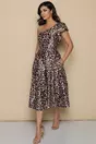 Rochie MBG ivory cu imprimeu animal print roz