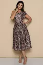 Rochie MBG ivory cu imprimeu animal print roz